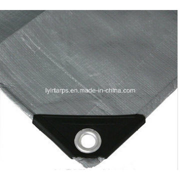 Silver Cover Fabric Tarps with Aluminium Eyelets and Black Corners